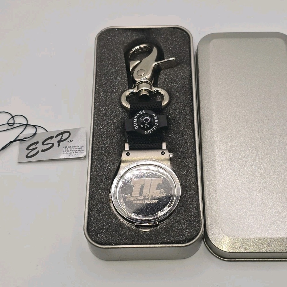 ESP Key‎ Ring Watch Carabiner Compass Silver Case Japan Movt Stainless Steel